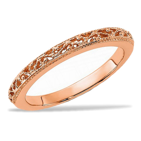 Stunningly Beautiful 14k Gold Filigree Band in Your Choice of Yellow, White or Rose 14k