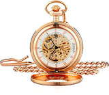 Charles-Hubert Paris Rose Goldtone Skeleton 17 Jewel Pocket Watch XWA2754