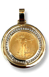 Men's 1/4 ounce USA Golden Eagle Coin and Diamond Pendant, 3/4 ctw Diamonds