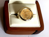 Men's Classic 14k Gold Coin Ring featuring a 1/10th ounce USA Walking Liberty Gold Coin