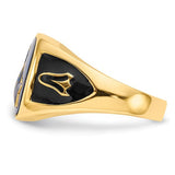 Masonic Blue Lodge Ring in 14k Yellow Gold, Fine Quality, High Detail, Black Enamel