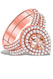 Pear Shaped Morganite and Diamond Bridal Set in 14k Rose Gold