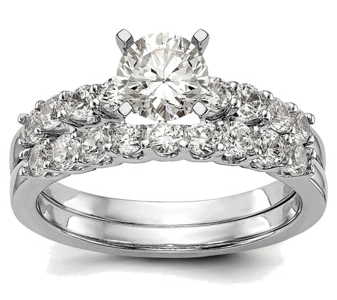 Classic Diamond Bridal Set, 1 1/2 carats total weight, Lab Grown Diamonds, 14k White Gold