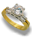 Classic Diamond Solitaire with Baguette Diamonds, Complete Wedding Set