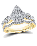 Ice Castle Pear Shaped Diamond Bridal Set, 1 full carat t.w., 14k White Gold