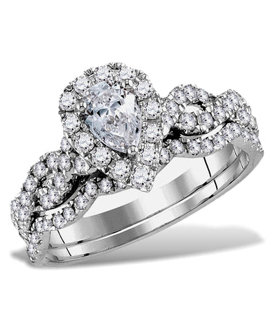Ice Castle Pear Shaped Diamond Bridal Set, 1 full carat t.w., 14k White Gold