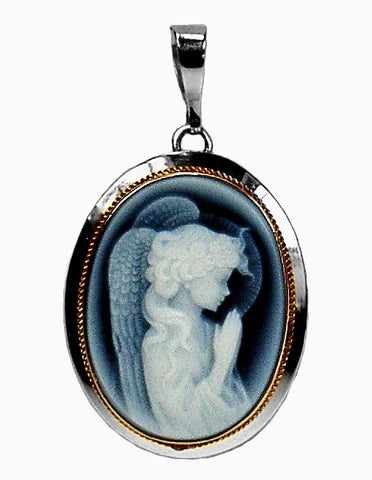 Guardian Angel Blue Agate Cameo Pendant from DiVinci Cameos