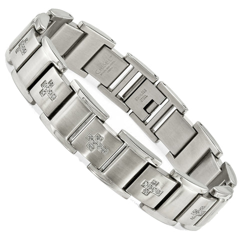 Men's Heavy Diamond Cross Link Bracelet, 1/3rd carat t.w., Stainless Steel