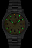 ArmourLite AL102 - Stainless Steel Tritium Field Watch, Shatterproof Armourglass, 100M WR, Cream Dial, Steel Bracelet