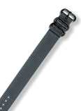 MilSpec Grey Ballistic Nylon PVD Black Buckle Watch Band, 20mm or 22mm