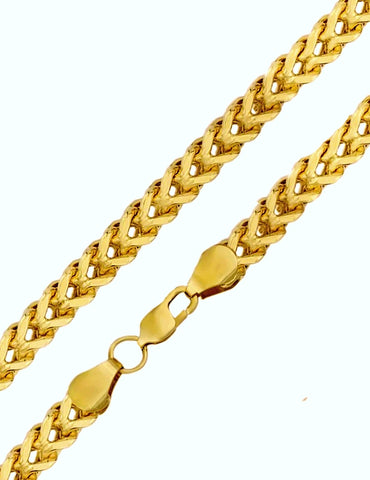 Square Franco Link Chains, 7mm, 10k Gold, Choose Hollow or Solid