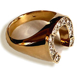 Men's Heavy, Solid 14k Gold, Diamond Horseshoe Ring, 1/2 carat total Diamond weight