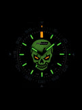 Isobrite ISO3007 - Glowing Skull Tritium T100 Military Watch, Shatterproof Armourglass, 200M WR, Black Dial, Black Band