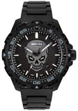 Isobrite ISO3007 - Glowing Skull Tritium T100 Military Watch, Shatterproof Armourglass, 200M WR, Black Dial, Black Band