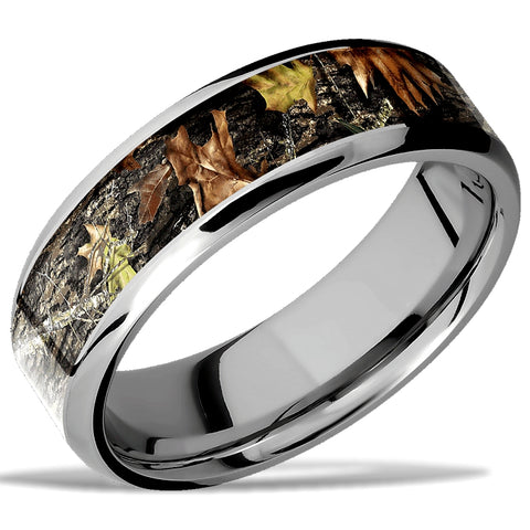 Gem of the Day's KOSCIUSKO Wedding Ring by Lashbrook, Cobalt Chrome, Mossy Oak Camo