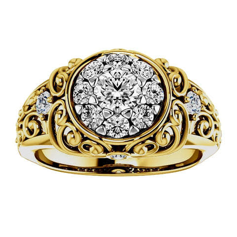 Vintage 2.50ctw Diamond Cluster Ring in 14kt Gold, c.1950's | Burton's –  Burton's Gems and Opals