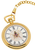 Bulova Blue Lodge Masonic Pocket Watch, Goldtone Stainless Steel with Pocket Watch Chain