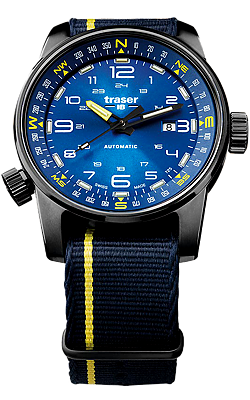 Traser P68 Pathfinder Automatic Tritium Watch, Blue Dial, Compass Bezel, 107719