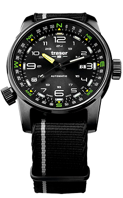 Traser P68 Pathfinder Automatic Tritium Watch, Black Dial, Nylon Strap 107718