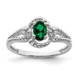 Lab Created Emerald and Genuine Diamond Ring - May Birthstone Ring
