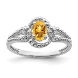 Genuine Citrine and Genuine Diamond Ring - November Birthstone Ring