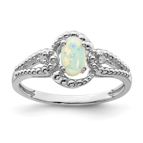 Gorgeous Created Opal and Genuine Diamond Ring - October Birthstone Ring