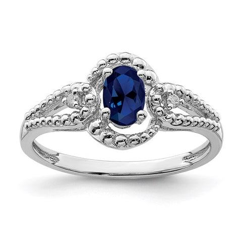 Lab Created Sapphire and Genuine Diamond Ring - September Birthstone Ring