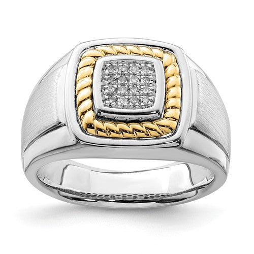 Men's 16 Diamond Ring, Crafted in Sterling Silver and 10k Gold