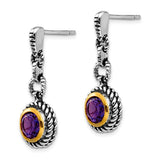 Syndy's Sterling Silver Amethyst Earrings with 14k Gold Vermeil Accents