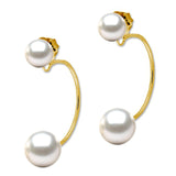 14k Gold Genuine Pearl Demi-Hoop Earrings