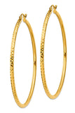 14k Gold Extra Large Hoop Earrings, Diamond Cut, 2 inch Diameter