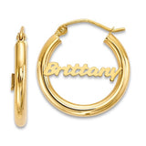 Personalized Name 14k Gold Hoop Earrings, Medium Width, 22mm Diameter