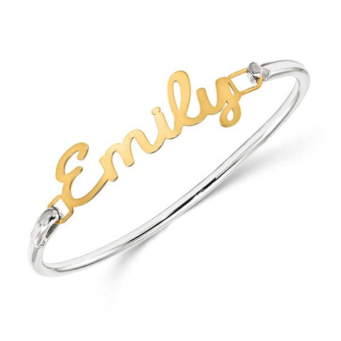 Personalized Name Bangle Bracelet for Children and Adults, Sterling Silver or Gold Vermeil