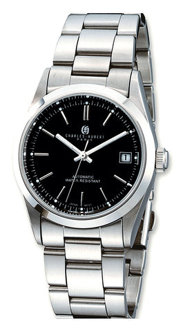 Charles-Hubert Paris Classic Men's Automatic Wristwatch, Black Dial, Stainless Steel XWA3319