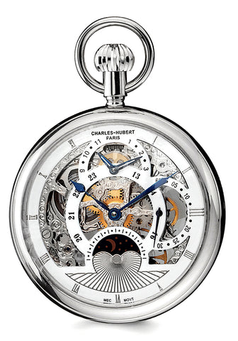 Charles-Hubert Paris Grand Complication Dual Time Skeleton Pocket Watch