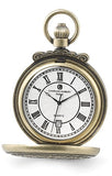 Railroad Pocket Watch, Antiqued Steam Engine Closing Cover Design