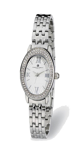 Charles Hubert Ladies Stainless Steel Watch - Swarovski Crystal Bezel - NEW Charles Hubert Stainless Steel Swarovski Crystal Watch 6666  main image 3