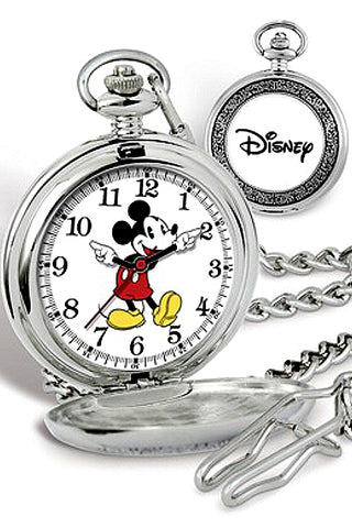 Disney's Mickey Mouse Closed Cover Pocket Watch with Chain, XWA5723