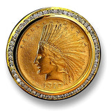 Men's Massive Gold Coin and Diamond Ring, Genuine USA $10 Indian Head Eagle, 1 1/3 ctw Diamonds